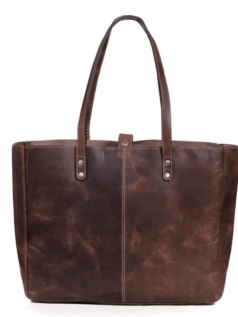 Stylish Vintage Brown Leather Tote Bag for Women - Large Shoulder Handbag, Fits